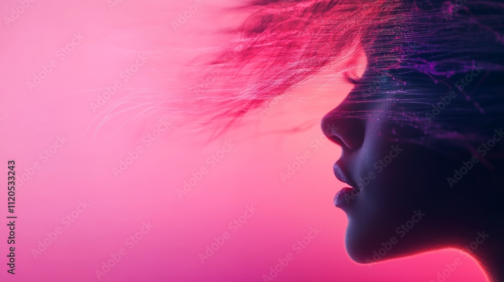Poster A digital illustration showcases an intricate AI neural network linking to sensory inputs, featuring flowing data streams and a vibrant backdrop