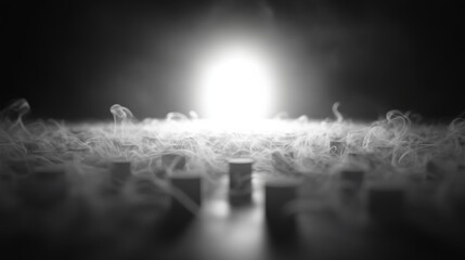 Softly curling smoke forms abstract shapes and gradients, creating a mysterious atmosphere with ample copy space for text or branding on the right side