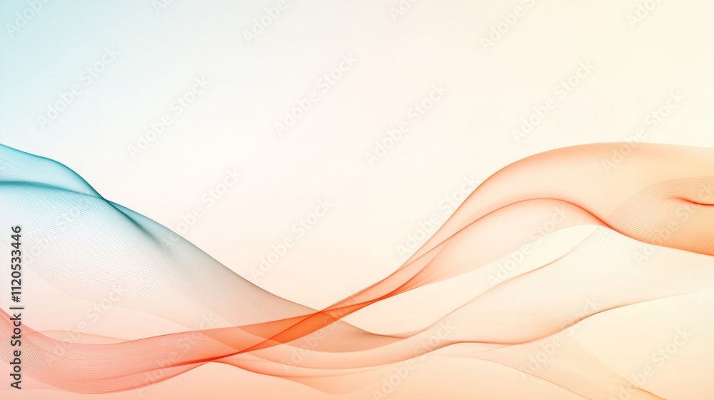 Poster Wave-like lines in vibrant hues blend seamlessly into a gradient backdrop, providing ideal space for modern designs and presentations