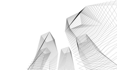 Architectural 3d illustration of a building. Vector drawing