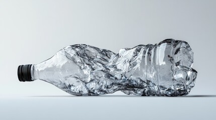 Crushed plastic bottle isolated
