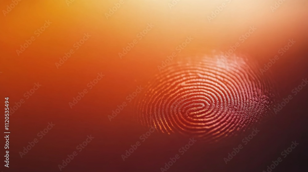 Poster Delicate fingerprint captured in bold colors, revealing intricate patterns and offering a sense of depth against a soft, blurred background