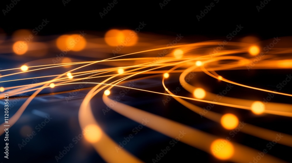 Leinwandbilder Detailed macro shot captures the complexity of gold and black microchip connections, highlighting intricate patterns and providing clear space for text or graphics