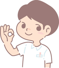 看護師がオッケーサインをしているイラストアイコン