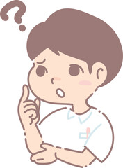 Obraz premium 疑問を感じる看護師のイラストアイコン