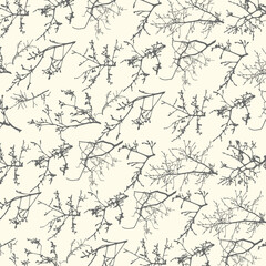 Seamless pattern with tree branches silhouette. Napkin, napkin with original design. (Vector illustration).