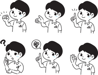 福祉、看護師上半身アイコンセット