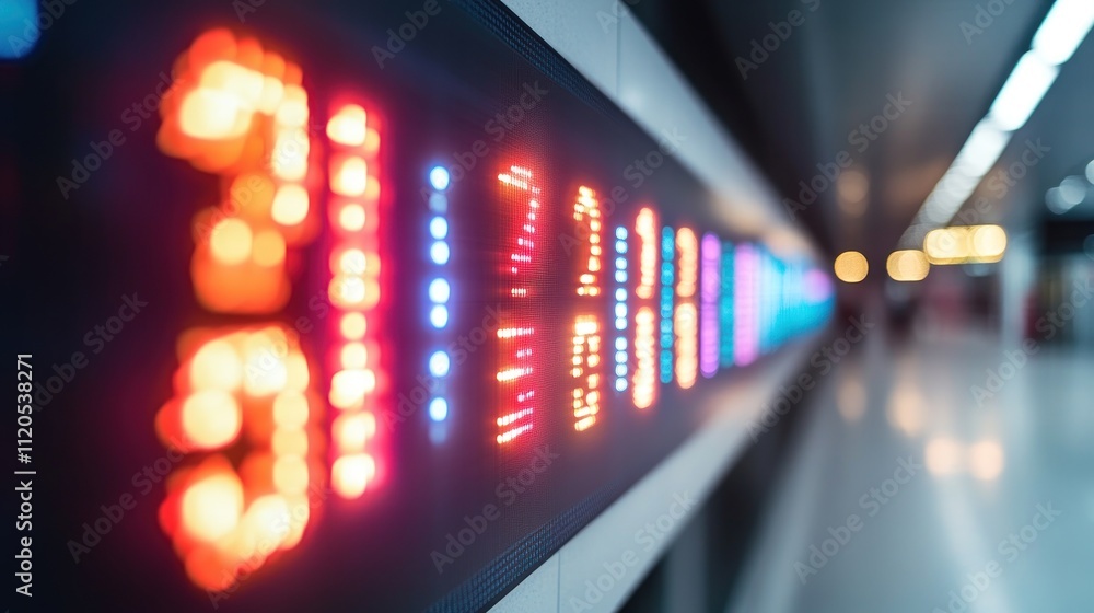Poster Illuminated Digital Display Showing Colorful Numbers