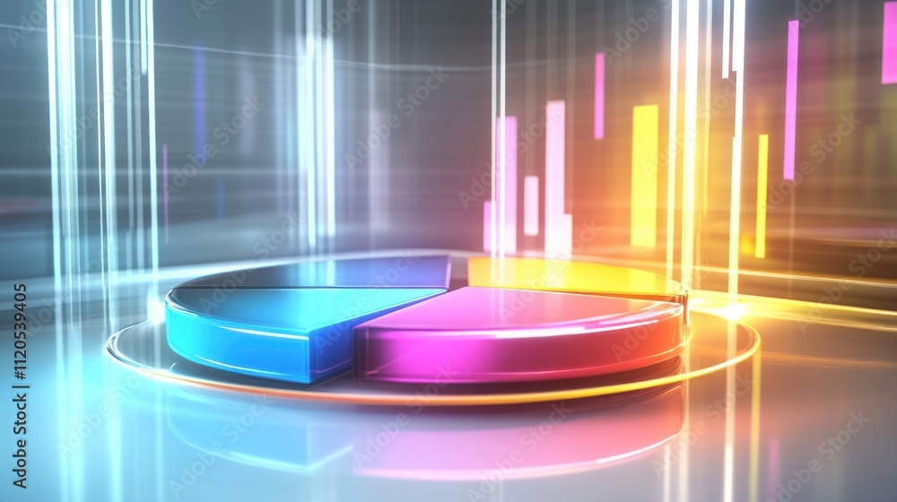 Poster Colorful Pie Chart Data Visualization Abstract Background
