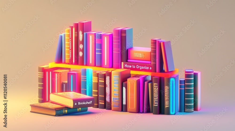 Poster Colorful Books Arranged on a Bookshelf