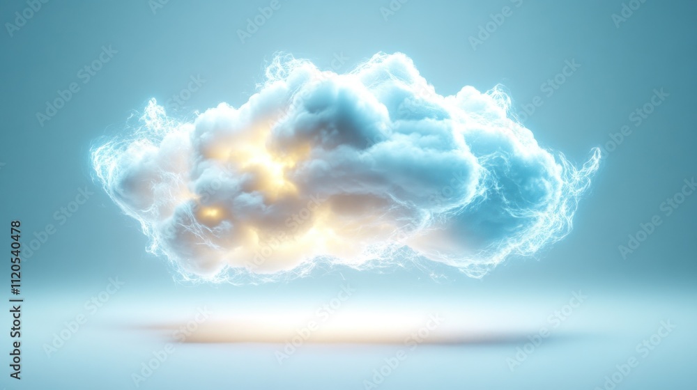 Poster Illuminated Cloud Representing Digital Data Storage