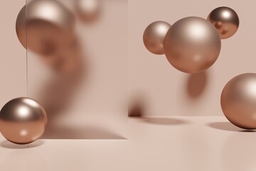 abstract geometric 3d render showcasing 2025 color mocha brown