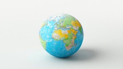 Fototapeta premium A colorful world globe sits on a white background