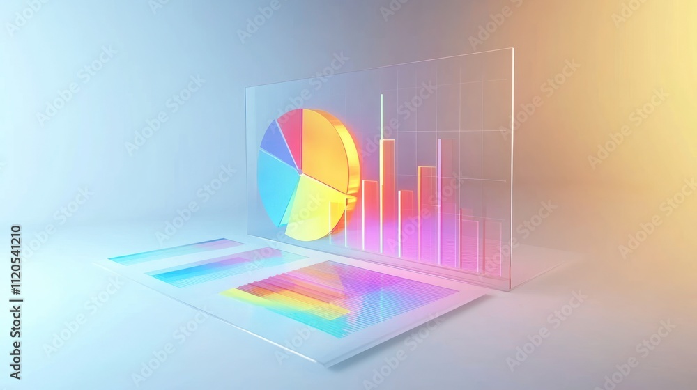 Poster Colorful Data Visualization Displays Charts and Graphs