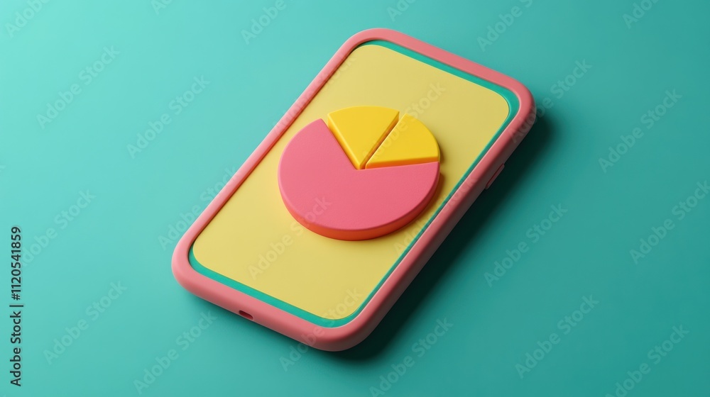 Poster colorful pie chart displayed on a mobile phone