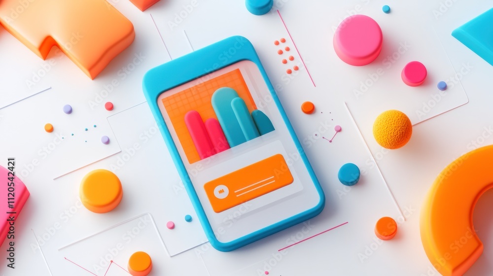 Poster Mobile Phone Displaying Colorful Data Charts And Graphs