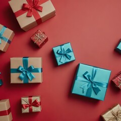 gift box for christmas, presenst and boxes, surpise for anniversary, giftboxes on colorful background