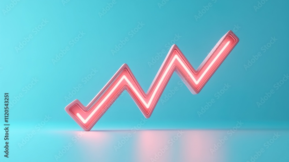 Poster pink neon zigzag line ascending graph