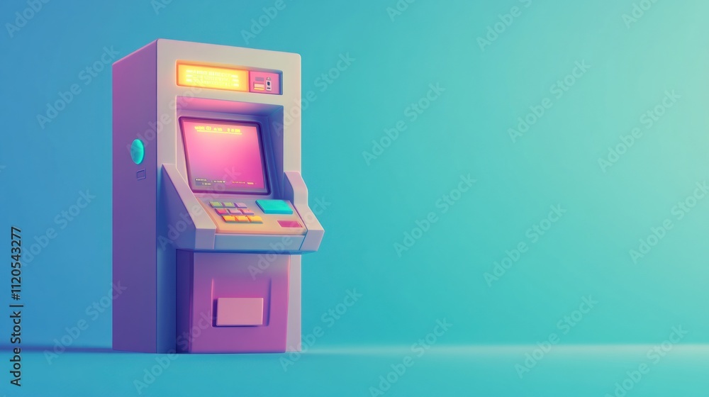 Poster Retro Styled ATM Machine Digital Design Render