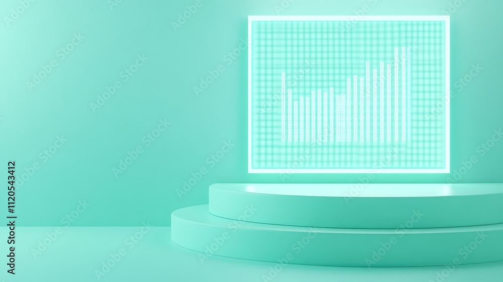 Poster Abstract Mint Green Background With Data Visualization