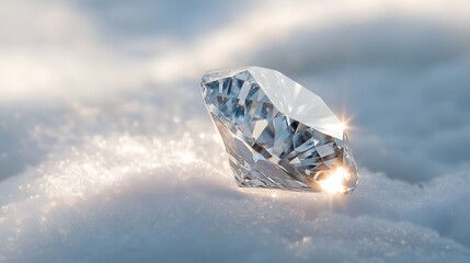 Fototapeta premium A photograph of a single diamond on a white background