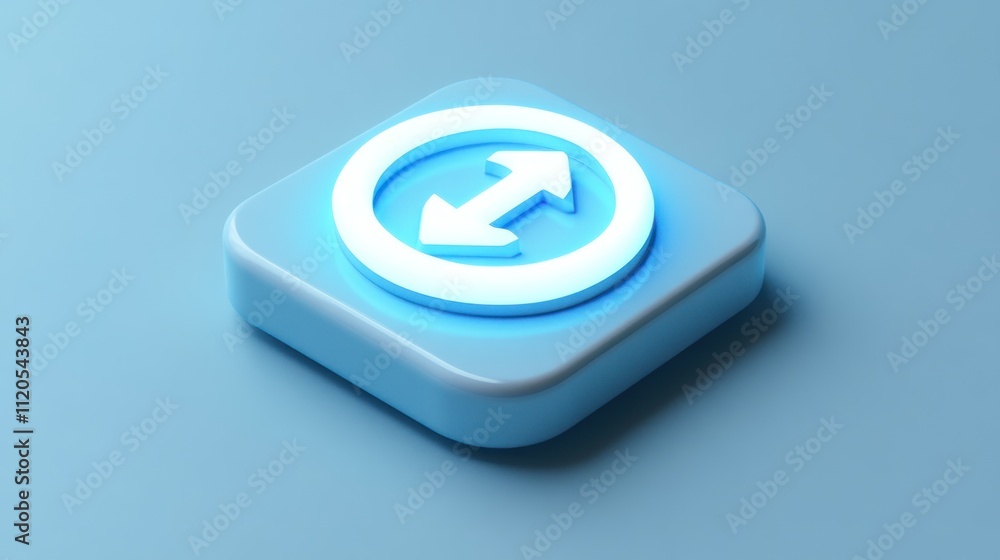 Aufkleber Glowing Blue Square Button with Up Down Arrows