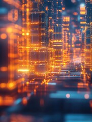 Fototapeta premium Abstract glowing blurry global delivery scheme hologram on background. Logistics and network concept. 3D Rendering
