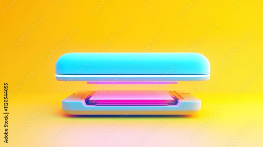 Poster abstract modern device with neon lights