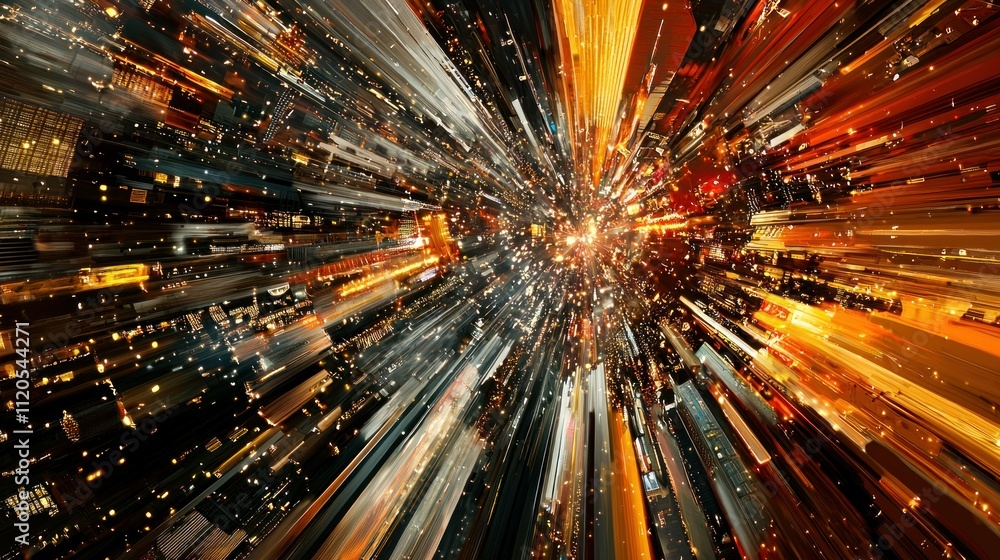 Poster abstract explosion of light and color representing energy.