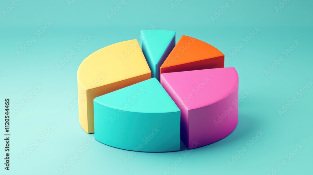 Poster Colorful Three Dimensional Pie Chart Data Representation