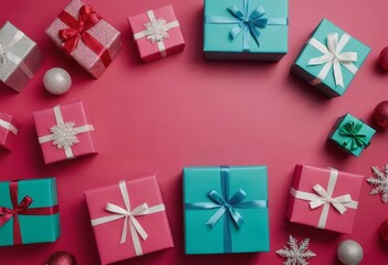 Fototapeta premium present for christmas, giftbox at xmas, boxes with ribbon, gifts and boxes