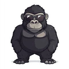 Naklejka premium A cute gorilla wearing sunglasses. A simple flat cartoon-style illustration. 