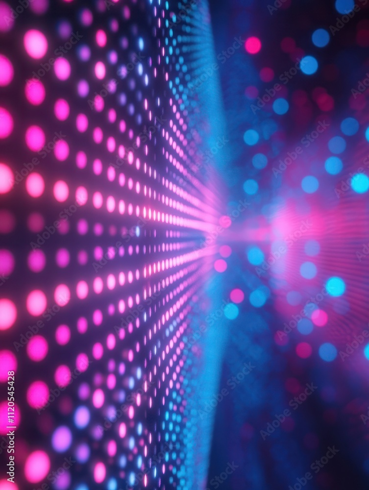 Poster animated light shinning pink and blue dots and stars shapes. bright shinning colored dots and stars 