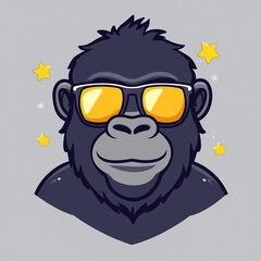 Fototapeta premium A cute gorilla wearing sunglasses. A simple flat cartoon-style illustration. 
