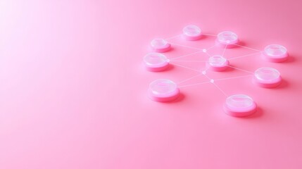 Pink Nodes Connected In A Network System