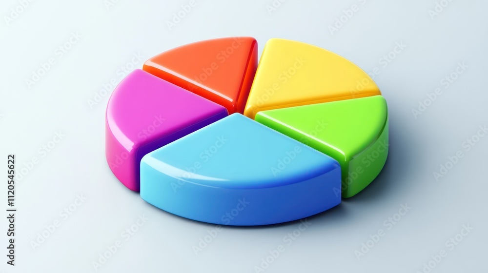 Poster Colorful Three Dimensional Pie Chart Segments Displayed