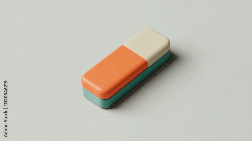 Poster a tricolor rectangular box sits on a neutral background