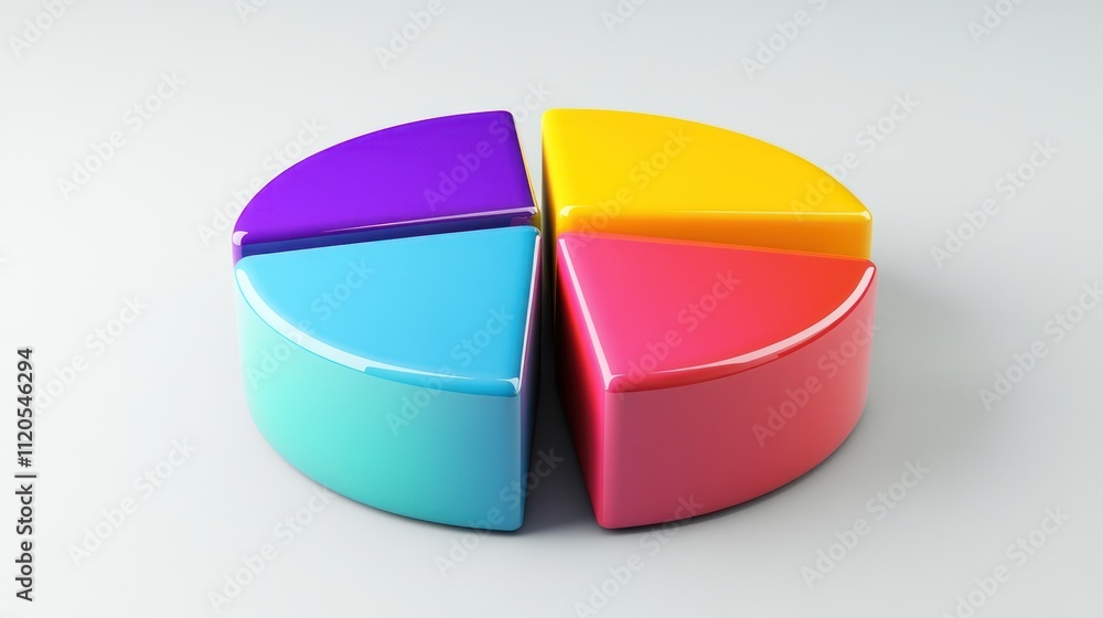 Poster colorful three dimensional pie chart sections