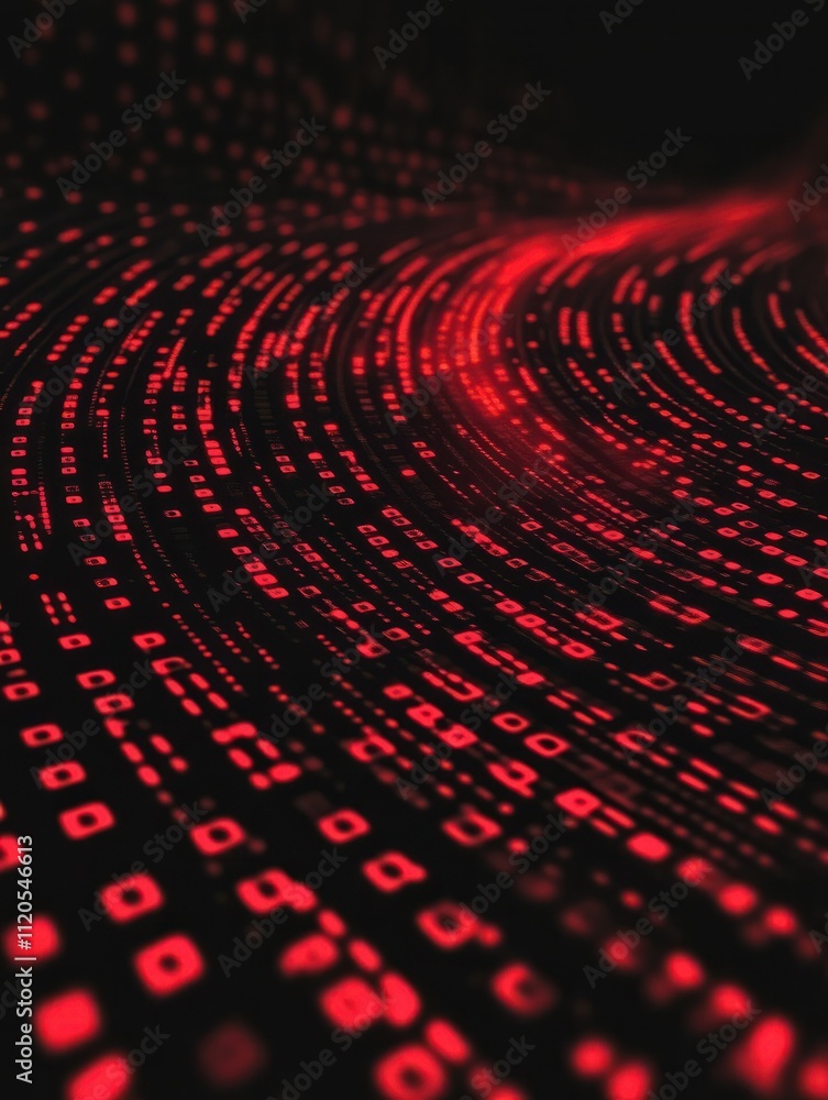 Poster black and red abstract technology cybersecurity background. binary code system vector design