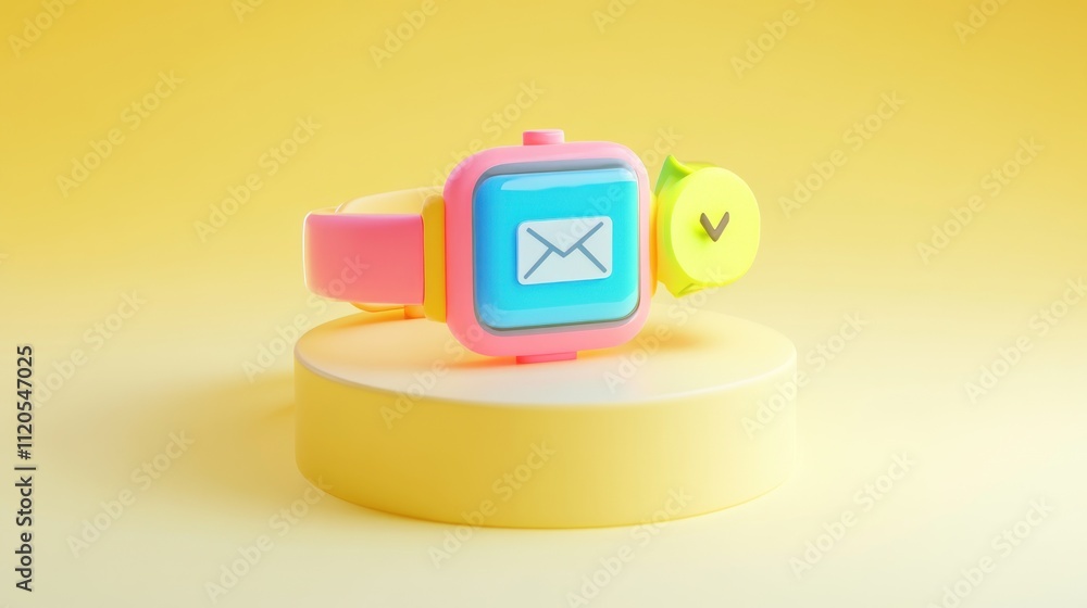 Poster colorful smartwatch displaying new email notification