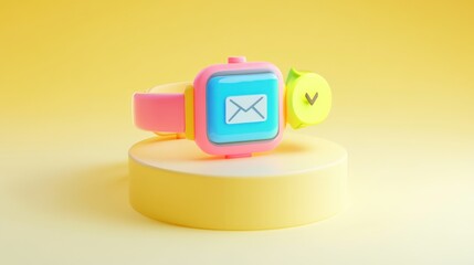 Colorful Smartwatch Displaying New Email Notification