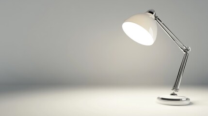 Illuminated Desk Lamp on a Neutral Background