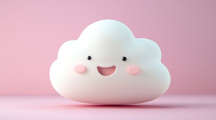 Happy Cloud Character On Pink Background