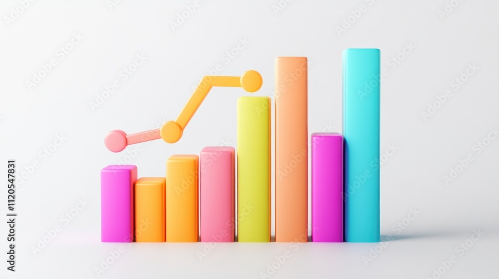 Poster Colorful Bar Graph Showing Growth And Progress