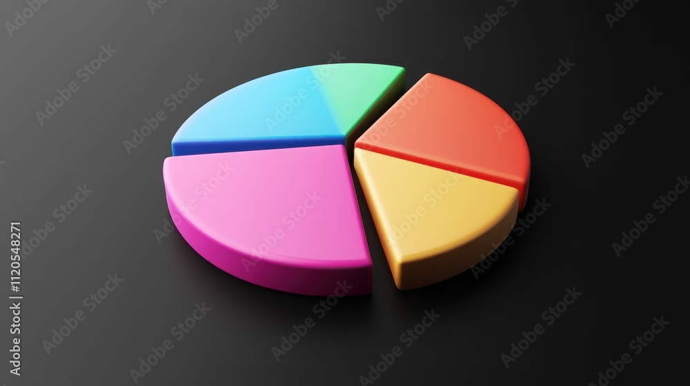 Poster Colorful Three Dimensional Pie Chart Data Representation