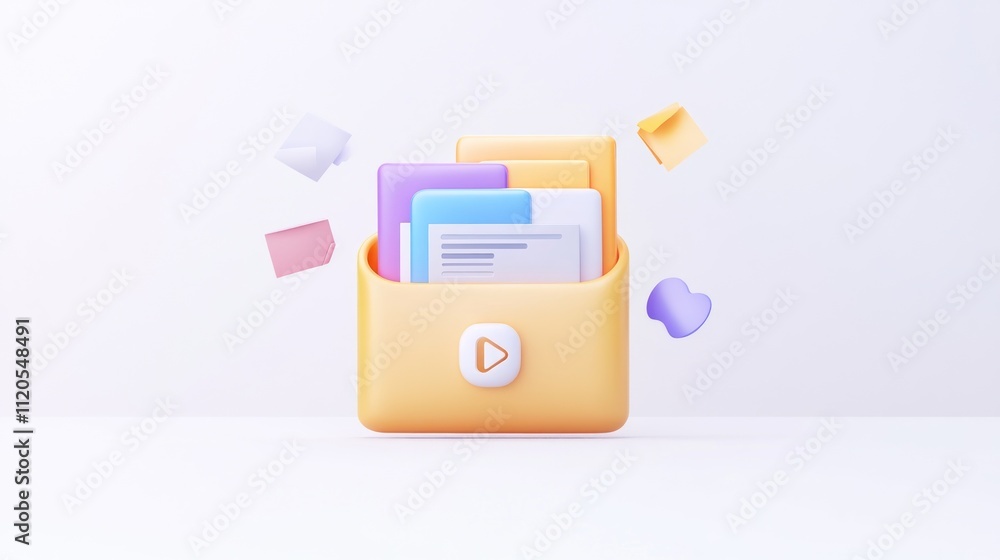 Aufkleber colorful folder containing documents and notes