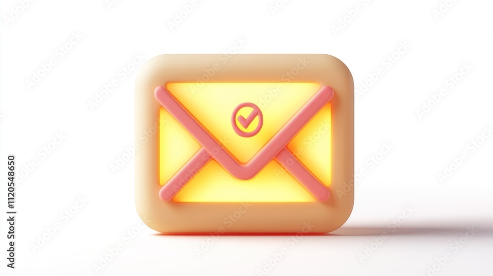 Poster illuminated envelope icon shows message confirmation