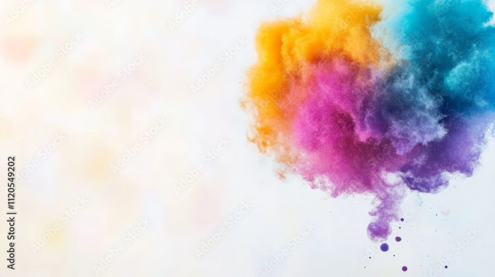 Aufkleber A large, colorful speech bubble dominates the composition, blending with smaller blurred bubbles that add depth and a playful abstract aesthetic, with space to write
