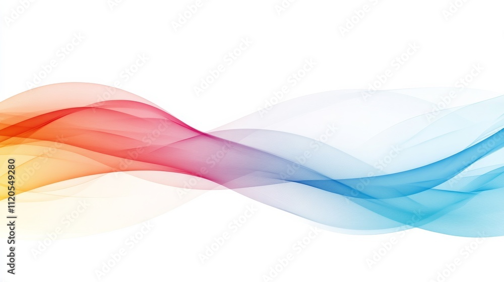 Poster A smooth and flowing design showcases an abstract wave pattern in rainbow colors, with ample copy space on the right side for various creative applications