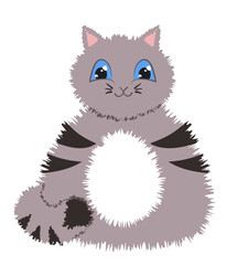 Big fluffy gray cat with blue eyes. Vector illustration